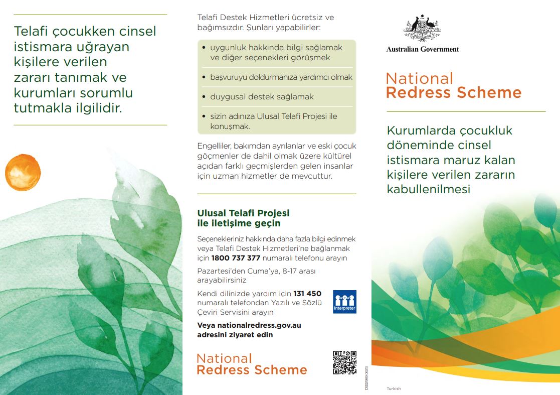 National Redress Scheme Turkish brochure